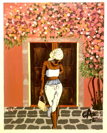 Peinture intitulée "Mrembo" par Hugues Matumona, Œuvre d'art originale, Acrylique