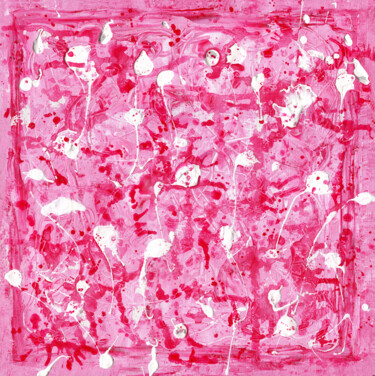 Peinture intitulée "White Flowers on Ro…" par Ana Gratess, Œuvre d'art originale, Acrylique Monté sur Panneau de bois