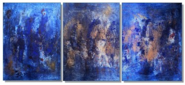 Schilderij getiteld "Triptyque "Ambition"" door Moti, Origineel Kunstwerk, pigmenten Gemonteerd op Frame voor houten brancard
