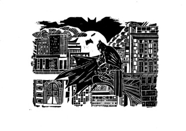 印花与版画 标题为“Бэтмен/Batman” 由Vasiliy Pimenov, 原创艺术品, Linocuts