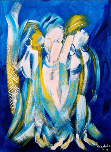 Peinture intitulée "Les Trois Soeurs" par Nadodo, Œuvre d'art originale, Acrylique Monté sur Châssis en bois