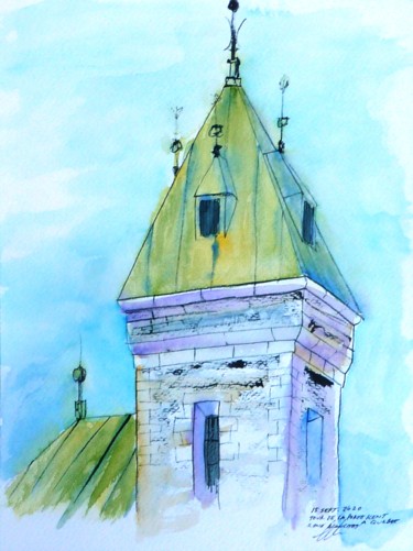 Tour de la porte Kent de la ville de Québec Drawing titled "Tour de la porte Ke…" by René Blanchet, Original Artwork, Ink