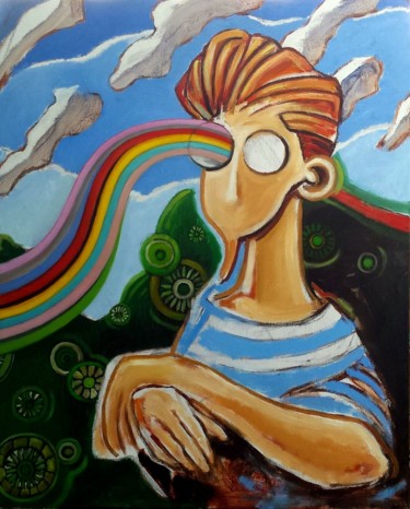 Peinture intitulée "Le regard magnifié" par Pascal Buffard, Œuvre d'art originale, Huile