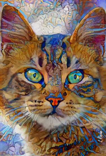 Karmela 2021 - cat, acrylic, mix media on panel - 70x48 cm