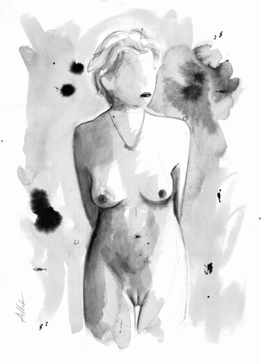 VC 04 Drawing titled "VC 04" by Alliet-Delacroix, Original Artwork, Ink Mounted on Cardboard