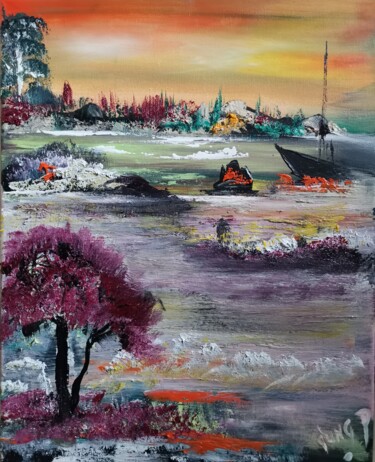 Peinture intitulée "Canary bay" par Pascal Jung, Œuvre d'art originale, Huile