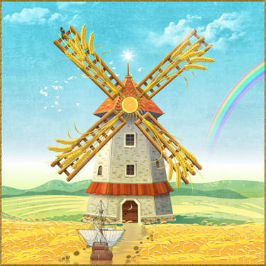 数字艺术 标题为“Le Moulin” 由Harald Dastis, 原创艺术品, 数字油画