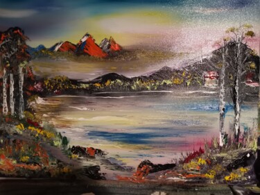 Peinture intitulée "Bosquets du lac" par Pascal Jung, Œuvre d'art originale, Huile