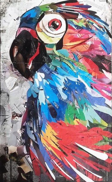 Collages intitolato "Papagaio" da Ana Almeida, Opera d'arte originale, Collages