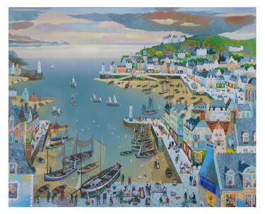 Marée basse en Bretagne Peinture intitulée "Marée basse en Bret…" par Bernard Ambielle, Œuvre d'art originale, Huile