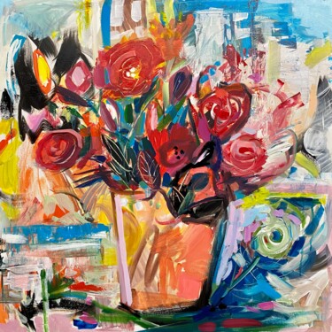 Peinture intitulée "Flowers on your win…" par Iuliia Abramoshvili, Œuvre d'art originale, Acrylique