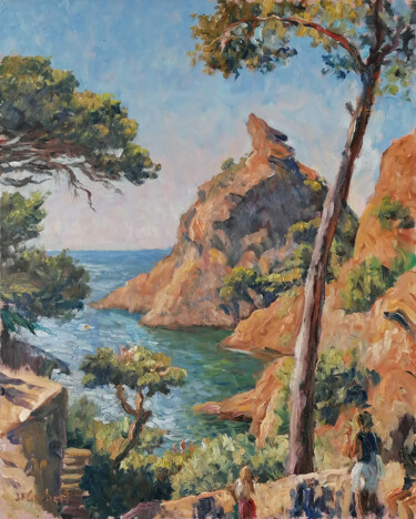 Calanque de Figuerolles Peinture intitulée "Calanque de Figuero…" par Jean-François Grébert, Œuvre d'art originale, Huile