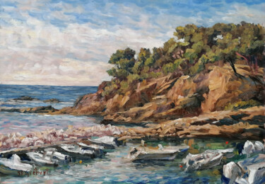 Calanque de Méjean Peinture intitulée "Calanque de Méjean" par Jean-François Grébert, Œuvre d'art originale, Huile