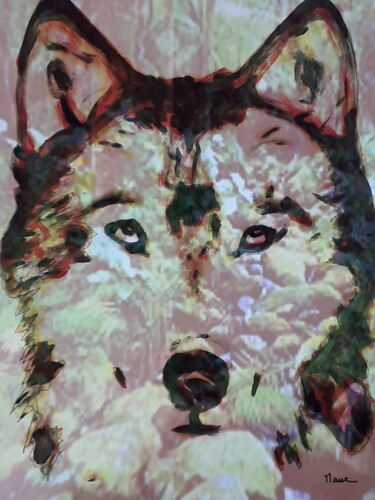 数字艺术 标题为“Le loup” 由Patrick Mauxion (MAUX), 原创艺术品, 2D数字工作 安装在其他刚性面板上