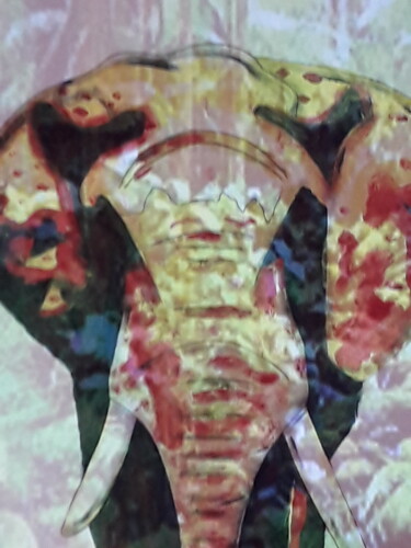 数字艺术 标题为“L' éléphant” 由Patrick Mauxion (MAUX), 原创艺术品, 2D数字工作 安装在其他刚性面板上