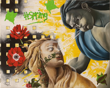 Painting titled "Spring" by Devis Ponzellini, Original Artwork, Oil Mounted on Wood Stretcher frame