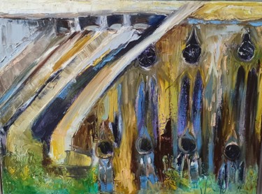 "Arc boutants Notre Dame de Paris" Painting titled ""Arc boutants Notre…" by Pascale Fleury-Vallée, Original Artwork, Acrylic Mounted on Wood Stretcher frame