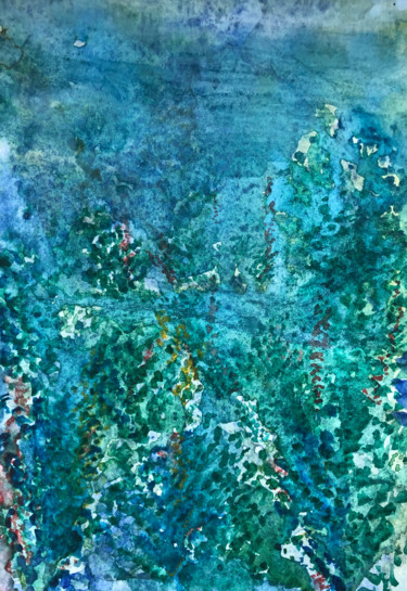 Fond Marin Peinture intitulée "Fond Marin" par Aziza Siankam, Œuvre d'art originale, Aquarelle