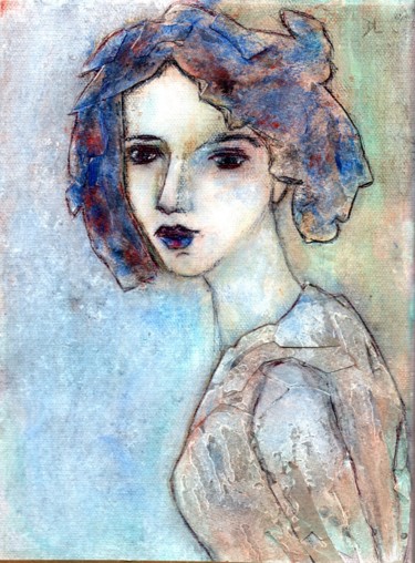 Demoiselle. Peinture intitulée "Demoiselle." par Denise Louin-Lecoeur, Œuvre d'art originale, Acrylique