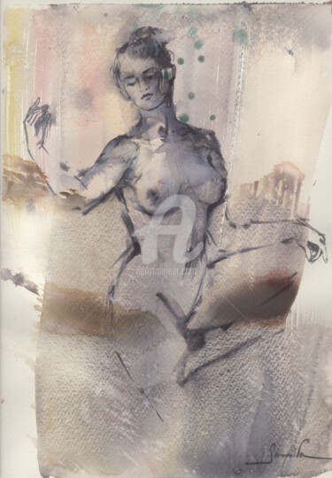 BEAUTIFUL NAKED GIRL #414 Σχέδιο με τίτλο "BEAUTIFUL NAKED GIR…" από Samira Yanushkova, Αυθεντικά έργα τέχνης, Ακουαρέλα