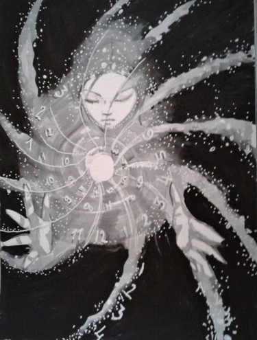 Dessin intitulée "AME DU TEMPS" par Sarah Bouzaglou Boissin, Œuvre d'art originale, Encre