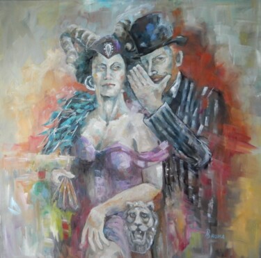 Peinture intitulée "Incognito" par Angela Bruma, Œuvre d'art originale, Huile Monté sur Châssis en bois