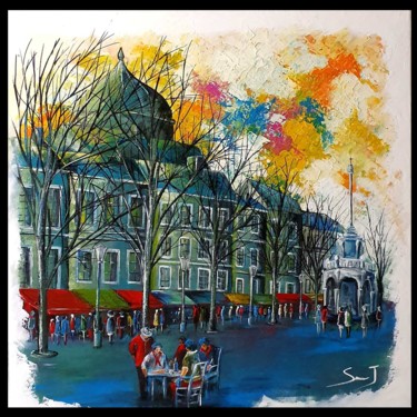 Peinture intitulée "La place du marché…" par Joseph Saverino, Œuvre d'art originale, Acrylique