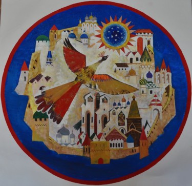 Pittura intitolato "Bird of happiness" da Iuliia Ivanova, Opera d'arte originale, Tempera