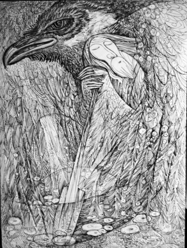 Рисунок под названием "перевізник" - Oksana Prudnikova, Подлинное произведение искусства, Гелевая ручка