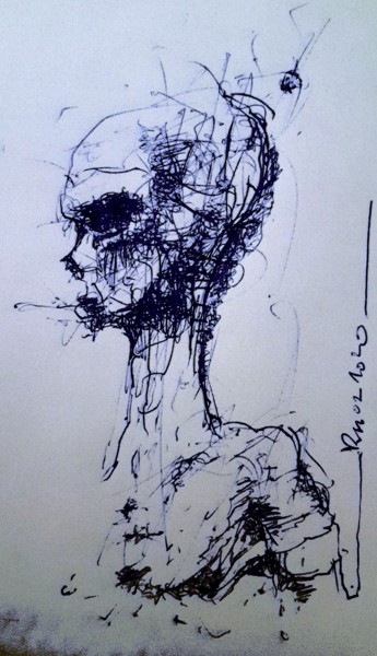 图画 标题为“This Body of Death” 由Stephan Rodriguez Warnemünde, 原创艺术品, 圆珠笔