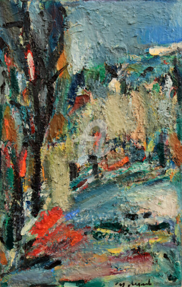 Painting titled "frondaisons" by Guy Departe, Original Artwork, Oil