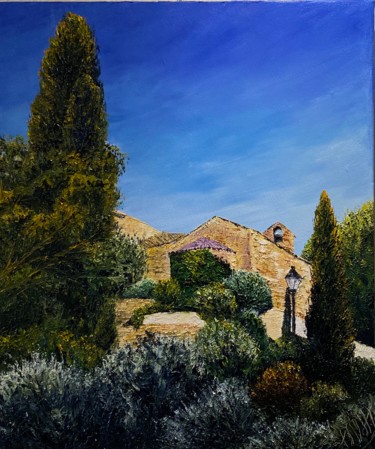 Painting titled "Chapelle Saint Mich…" by Anne Van Der Haegen, Original Artwork, Oil Mounted on Wood Stretcher frame