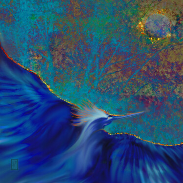 VOL NOCTURNE NOCTURNAL FLYING VUELO NOCTURNO Arte digital titulada "VOL NOCTURNE NOCTUR…" por Hélène Patris, Obra de arte original, Pintura Digital