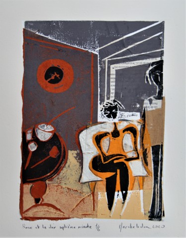 印花与版画 标题为“Rose et la dix sept…” 由Hervé Marchelidon, 原创艺术品, Linocuts
