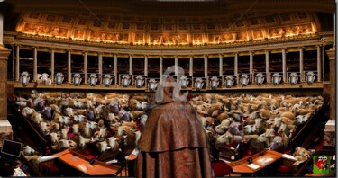 Arts numériques intitulée "BERGER ET TROUPEAU" par Pierre Peytavin, Œuvre d'art originale, Travail numérique 2D