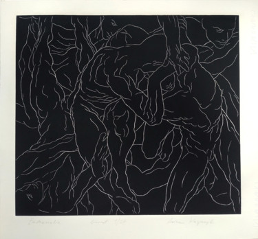 印花与版画 标题为“Bachanalia” 由Luiza Kasprzyk, 原创艺术品, Linocuts