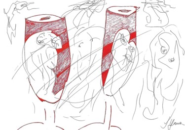 제목이 "Male Lemalki . SALU…"인 그림 Male Lemalki (yna)로, 원작, 볼펜 플렉시글라스에 장착됨
