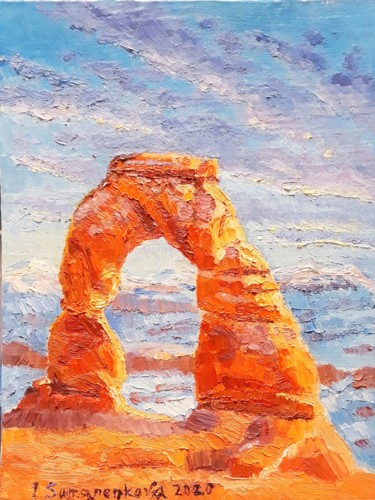 Colorful Delicate Arch Painting by Irina Sumanenkova Peinture intitulée "Colorful Delicate A…" par Irina Sumanenkova, Œuvre d'art originale, Huile Monté sur Panneau de bois