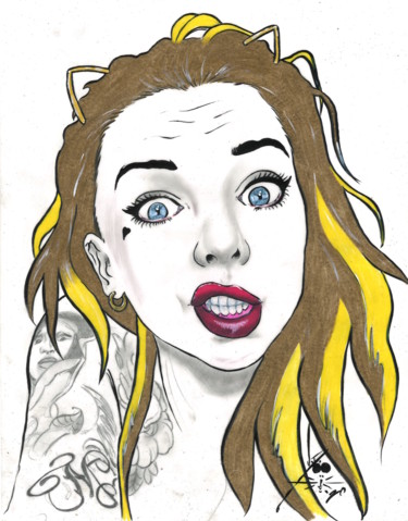 Tekening getiteld "BackUp!" door John Creekmore, Origineel Kunstwerk, Inkt