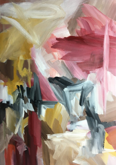 Painting titled "conversation" by Ines Khadraoui, Original Artwork, Acrylic Mounted on Wood Stretcher frame