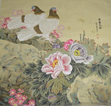 绘画 标题为“The calm of the ric…” 由Huizhen Zhang 张慧珍, 原创艺术品, 颜料