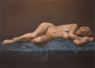 Картина под названием "Reclining nude." - Oleg Sergeev, Подлинное произведение искусства, Пастель