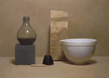 Картина под названием "Still life with whi…" - Oleg Sergeev, Подлинное произведение искусства, Масло
