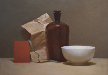 Картина под названием "Still life with gre…" - Oleg Sergeev, Подлинное произведение искусства, Масло