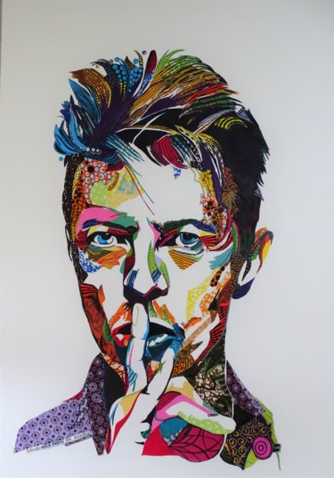 拼贴 标题为“Bowie” 由Olivier Bouvard, 原创艺术品, 拼贴