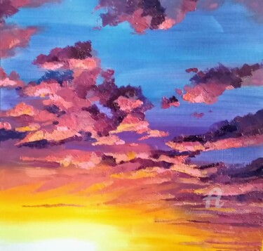 Peinture intitulée "Cloudscape n°4" par Xi Chen, Œuvre d'art originale, Huile