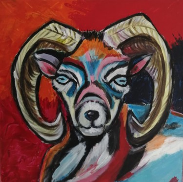 Peinture intitulée "Germain le bouquetin" par Claire Ferrari (klrferr), Œuvre d'art originale, Acrylique