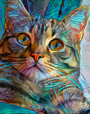Cooper, cat - Mix media on panel - 70x65 cm- OOAK