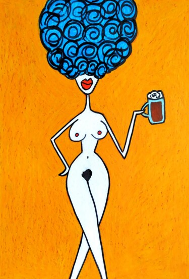 Drawing titled "NUDE WITH BEER VER.…" by Anna Zhuleva, Original Artwork, Pastel
