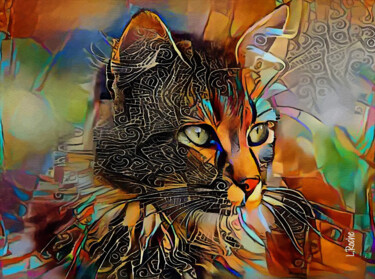 Tyna, cat - Mix media on panel - 70x52 cm - OOAK
